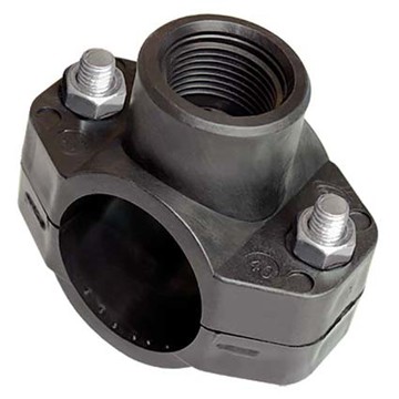 Plastična sedlasta obujmica unutrašnjim navojem za bočni priključak na PE cev