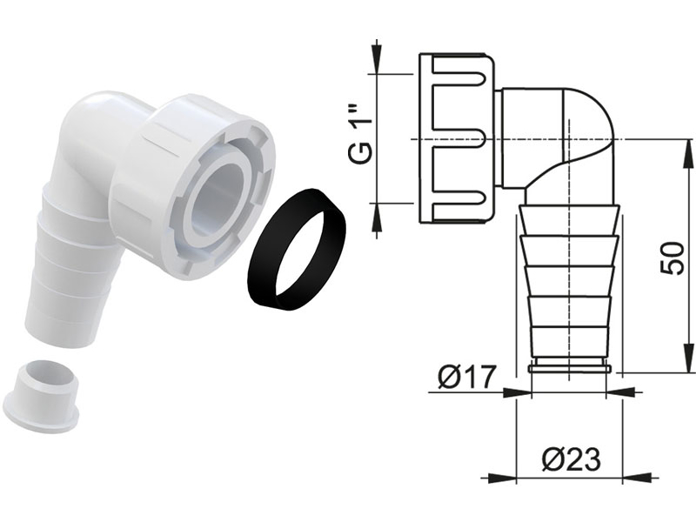 Slika PVC lulica za sifon veš mašine Metaplast