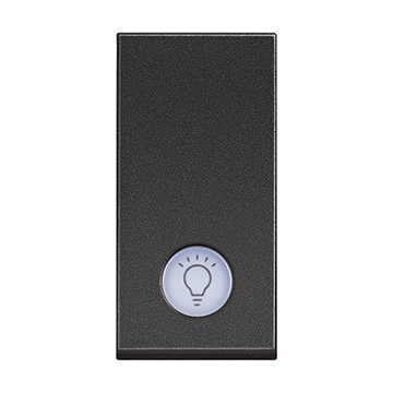 Slika Bticino Classia taster 1M 10A osvetljen LED 230V simbol sijalice crni RG4043