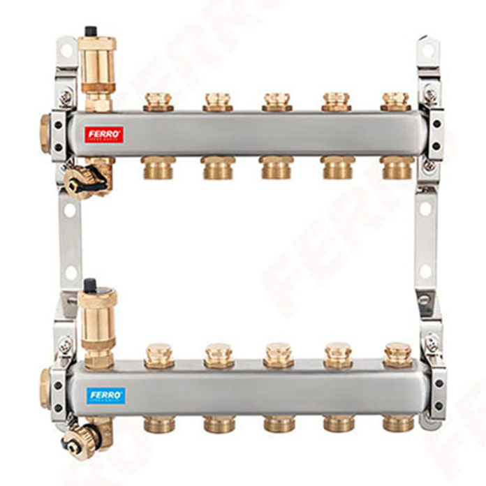 Slika Inox razdelni set sa ventilima 1"x 3/4 x 8  FERRO