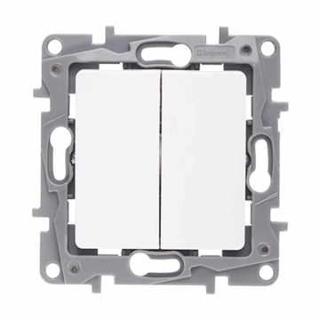 Slika Legrand Nilo serijski prekidač (dupli) 2-gang 10AX beli 764506, 250V, IP20