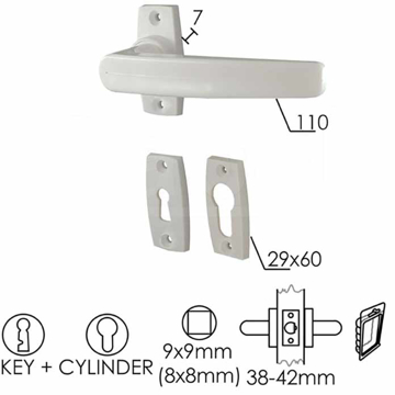 Slika KVAKA ROZETA ZA VRATA PVC-EKO BELA 29X60/7/110/8/9MM KLJ+CIL DBP3 0101977