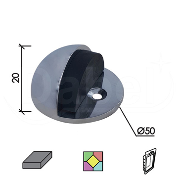 Slika Odbojnik za vrata hromirani Ø50×44×24 mm OD407 3339001